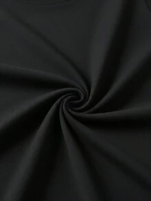 1件女童休闲百搭T恤，简约印花圆领短袖，夏季 - 玫紅色 - 查看 5