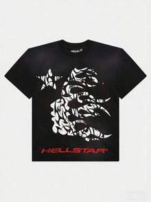 Hellstars Crown Of Thorns Portrait Y2K Graphic T-Shirt,180g 100% Cotton,Round Neck Short Sleeve,Black Streetwear Essential For Summer Going Out,Unisex Style Summer Outfits For Women,Summer Tops,Vacation Outfits Women,Summer Clothes,Spring Outfits For Women,Tops For Women,Birthday Outfits For Women,Spring Tops,Graphic Tees Men,Mens Clothes,Kids Clothes Boys,Summer Outfits For Girls Tops Women Spring/Summer Casual Printed Short-Sleeved T-Shirt, Y2K Style, Printed With Slogans/Figures, Suitable For Summer, School, Emo, And 2000s Style Wear. - Black - View 1