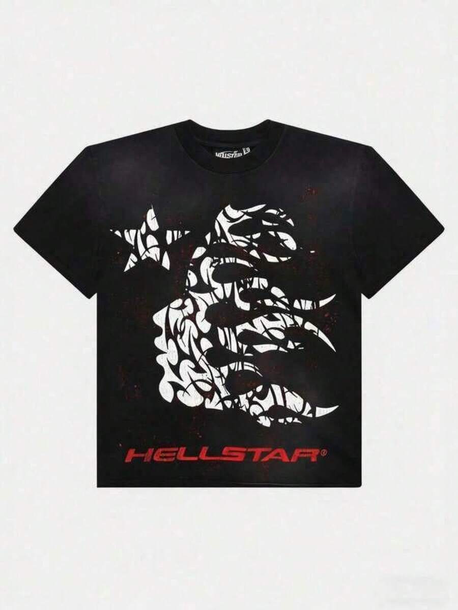 Hellstars Crown Of Thorns Portrait Y2K Graphic T-Shirt,180g 100% Cotton,Round Neck Short Sleeve,Black Streetwear Essential For Summer Going Out,Unisex Style Summer Outfits For Women,Summer Tops,Vacation Outfits Women,Summer Clothes,Spring Outfits For Women,Tops For Women,Birthday Outfits For Women,Spring Tops,Graphic Tees Men,Mens Clothes,Kids Clothes Boys,Summer Outfits For Girls Tops Women Spring/Summer Casual Printed Short-Sleeved T-Shirt, Y2K Style, Printed With Slogans/Figures, Suitable For Summer, School, Emo, And 2000s Style Wear. - Black - View 1
