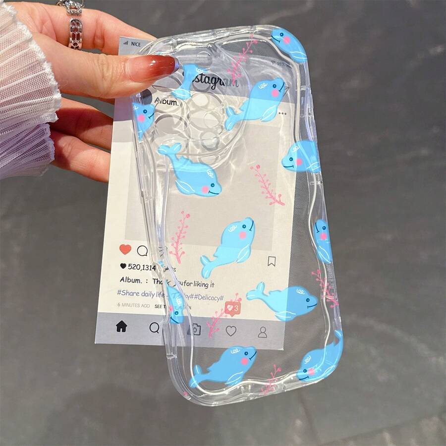 兼容 17、17 Pro、17 Pro Max、17 Air、16、15、14、13、12、11 / S26、S25、24、23、22 Ultra、A52、A53、A54、A55、A56、07、A17 / 防指纹、防震、防摔手机壳。时尚海景鱼纹透明米色手机保护套。奢华优雅的设计，是送给朋友、女孩、男孩的理想礼物。 - 無色 - 查看 1