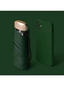 1 pieza Paraguas de viaje portátil y ligero, impermeable, apertura/cierre manual, 6 varillas reforzadas, protección UV, unisex (Debido a diferencias de lote, el tejido del paraguas, el color de las varillas, el diseño del patrón de letras en inglés, la forma del botón y el color de las varillas se combinan aleatoriamente) - A - Ver 19