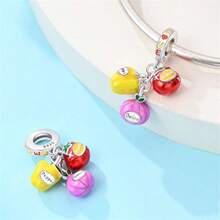 Bộ hạt charm hình cây chanh và các loại trái cây, rau củ, côn trùng, làm bằng bạc sterling 925 tráng men, thích hợp với vòng tay kiểu Châu Âu dành cho nữ. - Nhiều màu - Xem 10