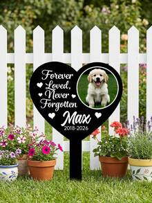 1pc Custom Photo Heart Pet Memorial Acrylic Stake Sign – Personalized Dog/Cat Grave Marker With Custom Pet Photo, Name & Dates | Sympathy Gift For Grieving Pet Owners | Pet Lover Gift - Multicolor - View 5
