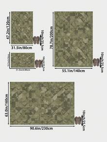 1 Piece Of Green Minimalist Printed Living Room Decoration Carpet, Abstract Modern Minimalist Style Printed Pattern,Plush Material, Soft And Comfortable Touch, Easy To Maintain, Anti Slip Backing, Area Rug, Suitable For Lobby, Rugs For Bed Room, Rugs Living Room, Bedroom Rug, Bathroom Rug, Kitchen Mat, Dining Room, Office, Room Decoration And Door Mat, Holiday Celebration. - Green - View 3