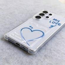 1 pieza Funda de teléfono transparente con bolsillo para tarjeta y amortiguador de aire con diseño de corazón azul, compatible con Apple 17 Pro Max, 17 Air, 17 Pro, 17, 16 Pro Max, 16 Plus, 16 Pro, 16, 15 Pro Max, 15 Plus, 15 Pro, 15, 14 Pro Max, 14 Plus, 14 Pro, 14, 13 Pro Max, 13 Pro, 13, 12 Pro Max, 12 Pro, 11 Pro Max, 11 Pro, 11, XS Max, XR, X/XS, 7 Plus, 8 Plus, y Galaxy S10, S21, S22, S23, S24, S25, S26, Note20 - transparente - Ver 3