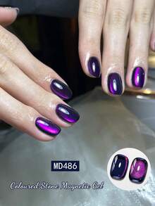 MSRUIOO 1pc 8ml Jelly Colored Stone Cat Eye Gel Nail Polish, Ultral Shine Gradient Cat Magnetic Semi Permanent Soak Off UV Gel Varnish For Summer Nails, Manicure Nail Art Degign For Home And Salon Nail Supplies - Multicolor - View 3
