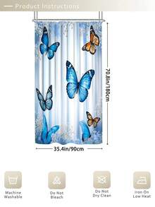 这款1/4件套浅蓝色渐变蝴蝶花卉图案浴室浴帘套装，风格清新美丽，自然优雅，并带有梦幻般的童话质感，配有12个挂钩，尺寸为72*72英寸，还包含一个马桶盖、一个浴室垫和一个地毯。 - 多色 - 查看 13