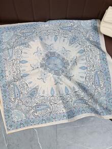 1pc 27.5"X27.5" Luxury Pattern Silk Scarf For Men, Fashionable Design, Suitable For Daily Wear, Holiday, Travel, Festival, - Baby Blue - View 4