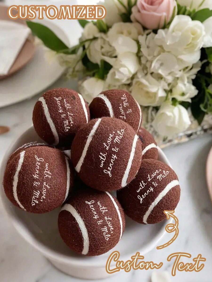 Pelota de juguete personalizada para perro, recuerdos de boda personalizados, pelota de tenis personalizada con mensaje en forma de corazón, regalo para jugadores de tenis