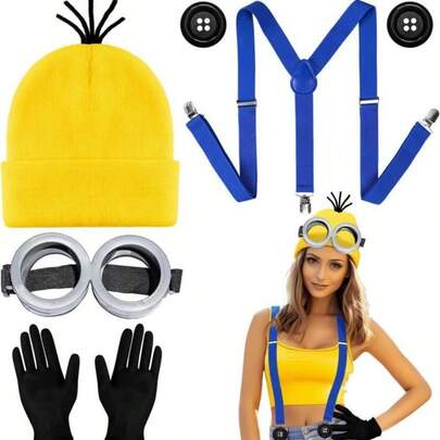 Set de accesorios de disfraz para fiesta temática, que incluye sombreros de fiesta, gafas de personajes de dibujos animados, adecuado para Navidad, Halloween y eventos temáticos de cosplay y decoración, disponible en 1/2/4/5 piezas