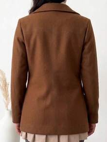 Fleece-Lined Sweatshirt Jacket, Fleece Overcoat, Winter And Autumn Fashion, Elegant Women's Fashion, Fold-Down Collar. - 鏽棕色 - 查看 2