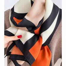 1/2 Piece Contrasting Letter Fashionable And Warm Scarf, Durable Fabric Neck Warmer, Autumn And Winter Medium-Thick Warm Neck Warmer, Fashionable Shawl For Air-Conditioned Rooms, Scarf Neck Warmer Shawl - Coral Orange - View 9