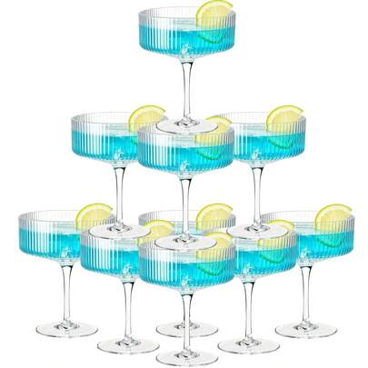 283,5 g (ca. 10 Unzen) geripptes Sportwagenförmiges Martini- und Cocktailglas-Set, geeignet für Wein, Champagner, Partys und Zuhause