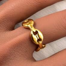 1pc Classic Minimalist 18K Gold Plated 3D Pig Nose Open Ring, Suitable For Daily Wear For Women - Gold - View 2