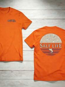 The "Salt Life" T-Shirt, Featuring A Print Of Near-Shore Fish, Is Ideal For Ocean Lovers And Beach Adventurers. - Orange - View 7