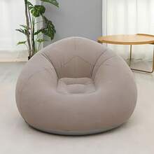 1 Oversized Inflatable Slouchy Sofa Chair | Made Of Grey PVC Material, Portable And Foldable, Ergonomically Designed For Use In Four Seasons, Perfect For 100 Living Room And Outdoor Camping Scenarios - Multicolor - View 6