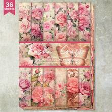 36 tờ giấy A5 họa tiết hoa hồng hồng, nữ thần và chim, thích hợp cho sổ tay Bullet Journal, tranh ghép, thiệp, album ảnh và đồ thủ công. - Hình chữ nhật - Xem 1