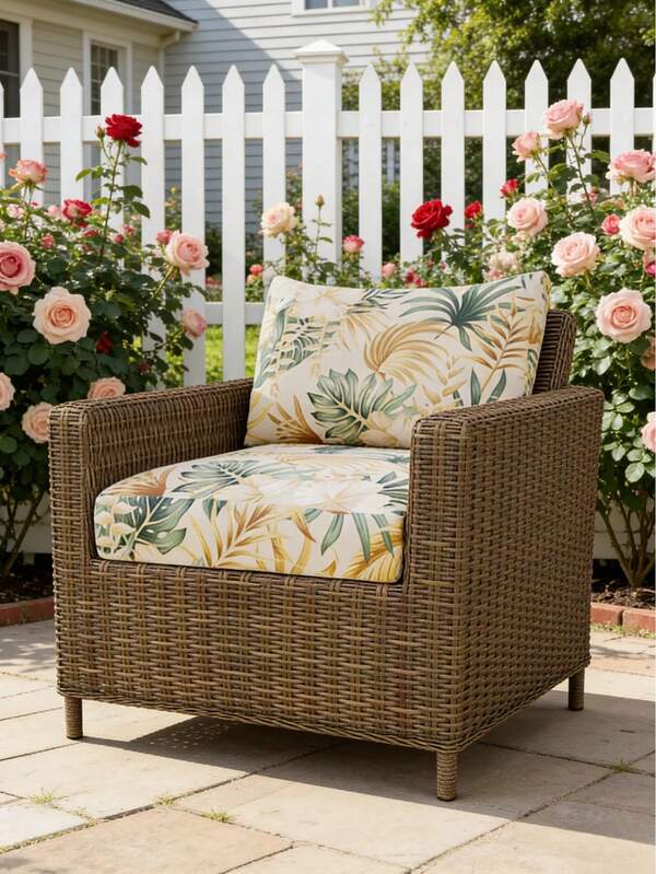 1pc Outdoor Milk Silk Printed Sofa Slipcover, Floral Pattern, All Season Dust-Proof Elastic Removable Washable Modern Stylish Sofa Cushion Suitable For Outdoor, Living Room, Dining Room, Bedroom