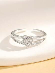 1 chiếc nhẫn ngón chân hình trái tim đính đá bằng bạc Sterling S925, thiết kế thanh lịch, có thể điều chỉnh độ mở, thời trang độc đáo, tinh tế, cá tính, đa năng, phù hợp cho phụ nữ đi nghỉ mát ở biển và trang phục mùa hè, món quà tinh tế. - yêu - Xem 2