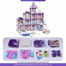 UINLE Baby Princess Castle Dollhouse DIY Assembly Toy Set, 2/3/4/5-Story Princess Villa, Including Bedroom, Kitchen, Swimming Pool And Other Functional Areas, Equipped With Glowing Pillars And Slide, An Ideal Choice For Holiday Gifts - Multicolor - View 11
