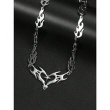 Spring Accessories 1pc Silver Punk Gothic Stylish Cross Thorn Wire Mesh Flame Heart Pendant Necklace For Men Fashion Dark Aesthetic Jewelry Accessory With Cute Goth Y2k Inspired Elements Exquisite Gift Idea For Holiday Gifting Birthday Celebration Anniversary Surprise Romantic Present For Boyfriends Brothers Male Friends Classmates Colleagues Family Members Suitable For Daily Wear Street Style Outings Party Events Festival Occasions Matching With Bag Charm Car Accessories And Various Casual Or Edgy Outfits Unique Punk Gothic Design Featuring Cross Thorn Wire Mesh And Flame Heart Details High Quality Silver Tone Pendant Necklace Lightweight Comfortable To Wear Durable Stylish Decoration For Men's Daily Look Ideal Small Gift For Holiday Greetings Special Moments And Festive Surprises Modern Edgy Gothic Y2k Style Necklace Perfect For Enhancing Personal Style And Adding Dark Charm To Any Outfit Great Gift Choice For Male Relatives And Friends Who Love Punk Gothic And Y2k Fashion Aesthetic - 彩色 - 查看 3
