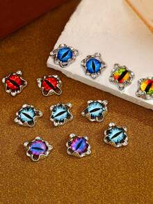 3D Stereoscopic Devil's Eye Cartoon Anime Funny Halloween Alloy Rhinestone Nail Art Decorations, 5pcs/Pack, Korean Nail Art DIY Personal Manicure Wear Crystal Alloy Pointed Bottom Rhinestone Decorations Nails - Multicolor - View 4