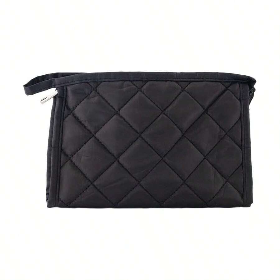 Functional Travel Makeup Bag Cosmetic Organizer Black Diamond Pattern - Negro Rombos - View 1