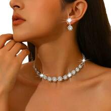 甜美时尚小花首饰套装 奢华婚礼女士首饰 Shin - 銀色 - 查看 6