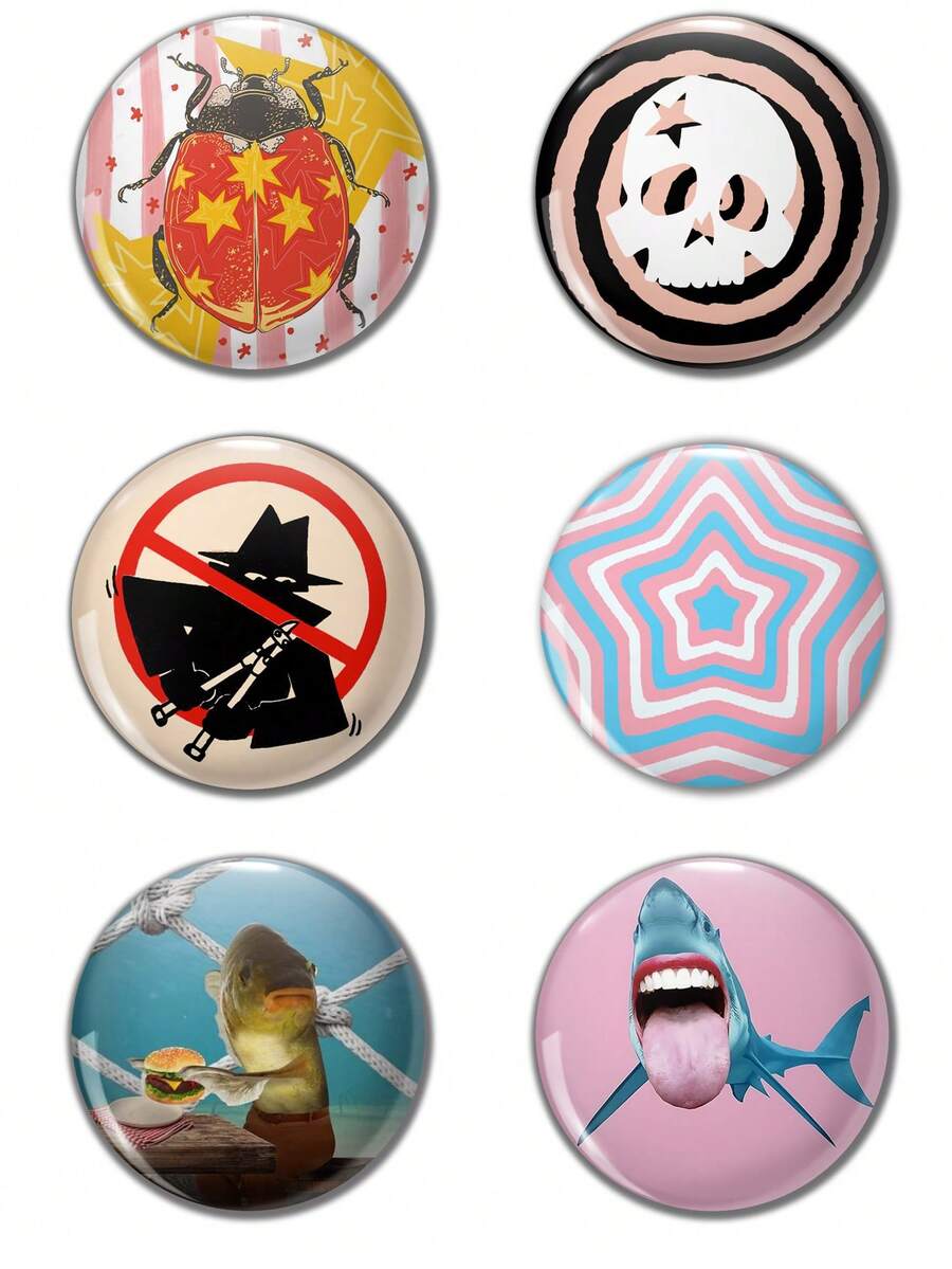 Funny Pattern Safety Pins Badges, Button Brooches, Suitable For Attaching To Clothing, Bags, Backpacks, Fun Gifts For Friends And Family - Multicolor - View 1