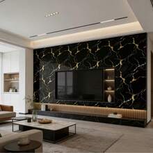 1卷家居装饰自粘墙纸,防水、防油、耐磨,大理石纹理,适用于卧室、客厅、厨房橱柜台面,DIY家居贴纸,现代浴室装饰,艺术墙面装饰,墙贴,即撕即贴墙纸 - A-黑色 - 查看 5