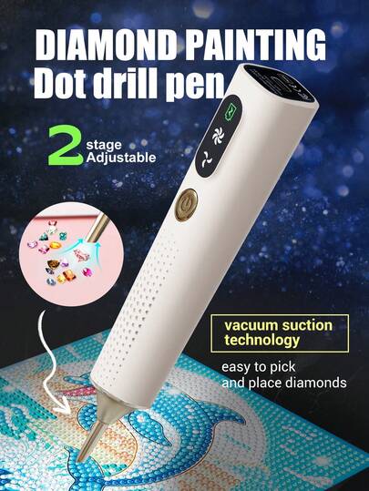 ENSSU Cordless Diamond Painting Pen, Wireless Diamond Art Vacuum Pen Without Wax, Rechargeable Diamond Painting Tool, Adjustable Suction Mode Diamond Art Kit Accessories, Diamond DIY Painting Tool, Suitable Gift For Diamond Art Enthusiasts