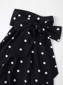 EARO 女士黑白波点吊带背心，常规长度，无弹力面料，休闲夏季款 - 黑色 - 查看 4