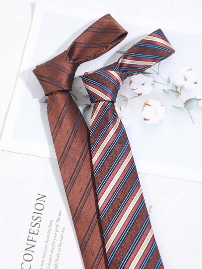 1pc Fashion Men's Multi-Color Striped Pattern Necktie, Casual Versatile Suitable For Daily Wear, Commuting, Party Matching