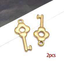 2 chiếc mặt dây chuyền hình trái tim bằng thép không gỉ, mặt dây chuyền hình chìa khóa kim loại, phụ kiện trang sức để tự làm vòng cổ, vòng tay, bông tai. - Vàng - Xem 23