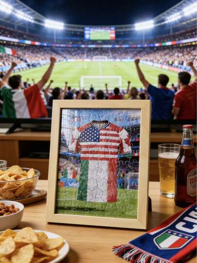 2026 World Cup Memorial Jersey Puzzle Photo Frame, Desktop Decor Football Fan Souvenir Gift, Fan Collection Commemorative Gift