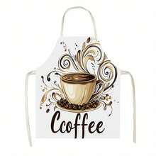 1pc Coffee Pattern Kitchen Apron, Suitable For Kitchen, Living Room, Dining Room, Hotel, Outdoor BBQ And Other Scenarios, Made Of 100% Polyester, Machine Washable - Multicolor - View 11
