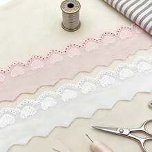 16Yards Cotton Eyelet Lace Trim 5cm Embroidered Scalloped Ribbon For DIY Sewing Craft Thick Lace Edge Fabric Decoration Clothes Upgrade - W - View 4