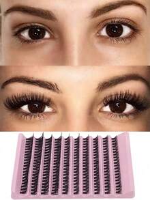 40D/40D*2 200 Pcs Cluster Lashes 8mm-16mm D Curl Grafting Individual Volume Eyelash Extension Makeup Tool, DIY At Home For Natural, Dramatic Look False Eyelashes - D - View 5