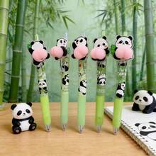 5pcs/3pcs/1pc, Panda Poop Pen Cartoon Creative Stress Relief Squeezable Neutral Pressing - New 2026 Model Pen Features A Soft Rubber Grip, Allowing For Long Periods Of Writing Without Fatigue. Simply Press To Release The Ink Cartridge And Add Smooth Ink. - Multicolor - View 10