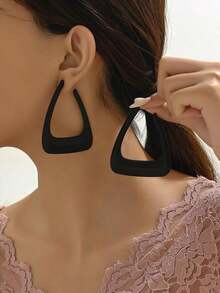 1 Pair Vintage Geometric Minimalist Exaggerated Triangle Earrings, Suitable For Daily Wear By Women - 黃金 - 查看 6