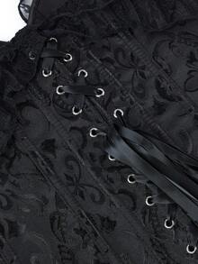 Áo định hình hở vai bằng vải jacquard ren tương phản dành cho nữ, Halloween - màu đen - Xem 5