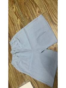 Women'S 2026 Spring Summer Linen Wide Leg Shorts - Elastic High Waist Flowy Casual Straight Shorts - Xanh nhạt - Xem 4