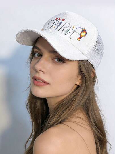 1顶女士网眼印花棒球帽，时尚百搭遮阳帽，透气运动帽，适合春夏佩戴