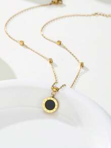 1 pieza Collar con colgante de disco negro con números de estilo vintage, joyería de moda para uso diario y ocasiones de regalo, accesorio para todas las estaciones - collar - Ver 2