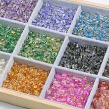 Hạt nhựa rỗng 10mm, hạt thủy tinh tròn, hạt đệm dùng để làm đồ trang sức DIY, vòng tay, dây chuyền. - Những hạt lá vàng lấp lánh - Xem 2