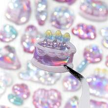 Kawaii 3D Relief Panda Unicorn Rabbit Cat Animal Laser Holographic Epoxy Resin Sticker Seal For Scrapbooking Sticker Exchange Cute DIY Phone Case Laptop Water Bottle Decoration Sticker School Stationery Supply,Reusable Sticker,Glitter Sticker - 黑色 - 查看 10