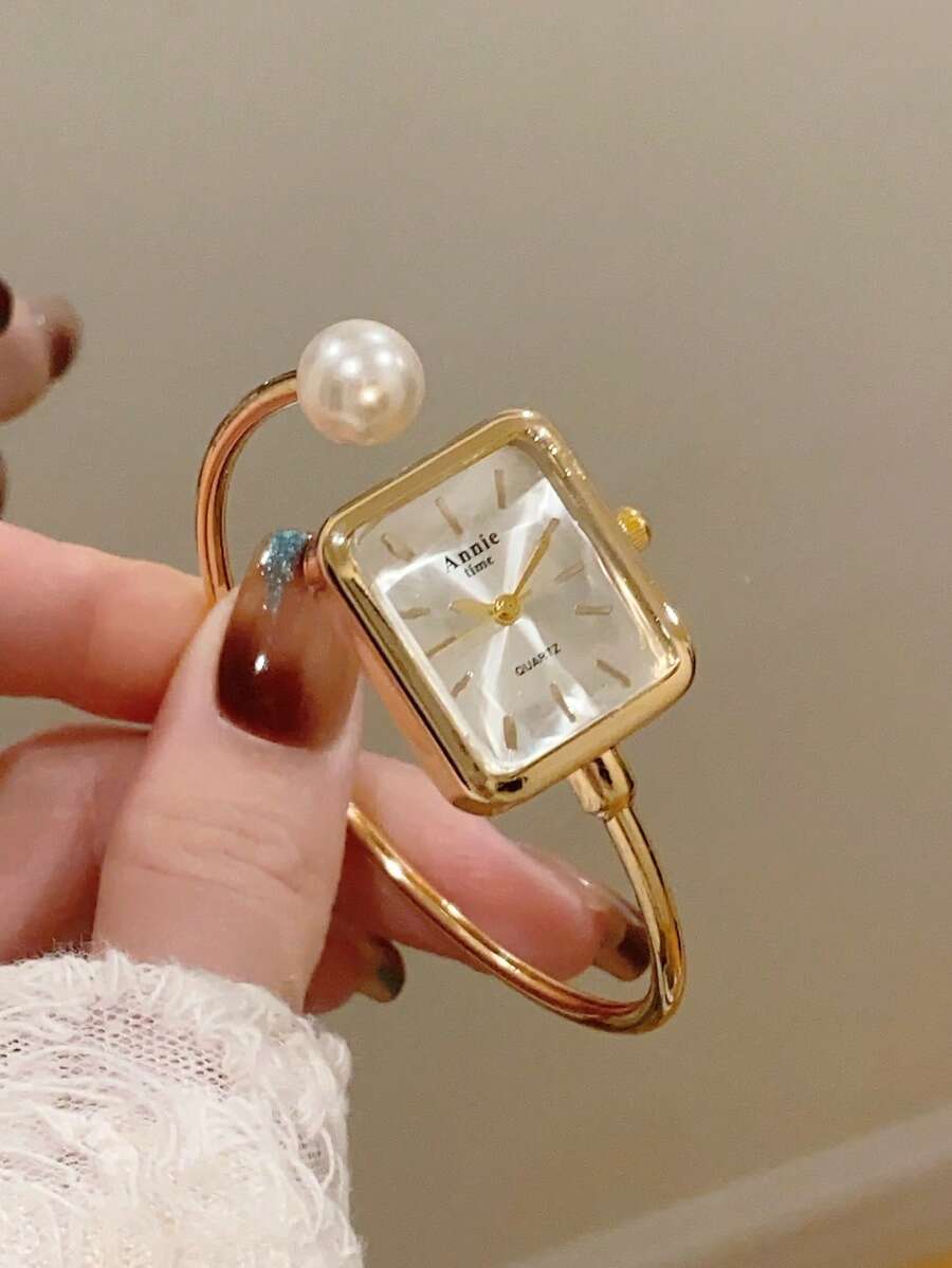 1pc Square Gold-Tone Bracelet Watch For Women, Minimalist & Fashionable, Suitable For Daily Wear And An Ideal Gift Choice - Gold - View 1