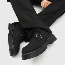 男士厚底靴，复古工装风，防滑，英伦风低帮靴，跨境供应 - 黑色 - 查看 3
