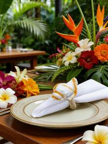 Bộ 1-6 chiếc vòng giữ khăn ăn hình vỏ sò chủ đề đại dương, thích hợp trang trí phòng ngủ mùa xuân/hè, trang trí bàn ăn, trang trí nhà cửa. - Nhiều màu - Xem 3