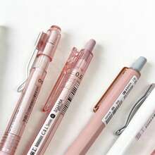 6pcs Simple 0.5mm Black Ballpoint Pens With Click Mechanism, Highly Attractive Similar To INS. Quick-Drying And Easy To Write, Suitable For Students To Do Exercises And Sign Documents. Back To School - Multicolor - View 2